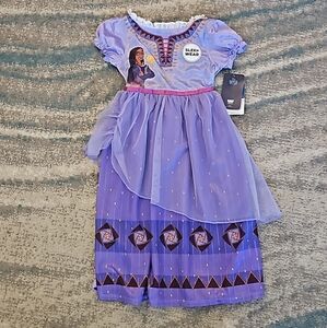 NWT Disney WISH Girl's Pajama Dress. Purple Sleepwear Nightgown. Sz: 4
